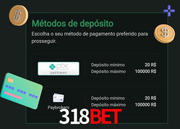 O cassino 318Bet oferece uma grande variedade de métodos de pagamento